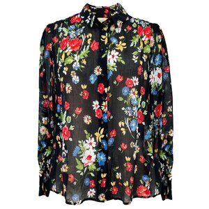 Sezane Black Floral Blouse